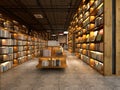 3d render library interior Royalty Free Stock Photo