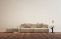 3d Render of a light brown sofa in a livingroom
