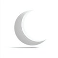 3D Render of a Light Gray Crescent Moon on White Background Royalty Free Stock Photo