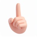 3D Render of a Light Pink Cartoon Hand Pointing Up Royalty Free Stock Photo