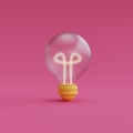 3d render lightbulb isolated on pink background.minimal design.3d render lightbulb isolated.minimal design
