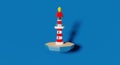 3d render. lighthouse on an island in the sea. 3d vertical illustration Royalty Free Stock Photo