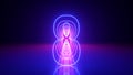 3d render, linear symbol, neon number eight glowing in the dark with ultraviolet light, pink blue gradient laser ray