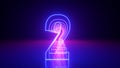 3d render, linear symbol, neon number two glowing in the dark with ultraviolet light, pink blue gradient laser ray