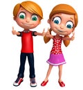 3D Render of Little Boy and Girl with thums up pose Royalty Free Stock Photo