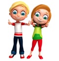 3D Render of Little Boy and Girl with thums up pose Royalty Free Stock Photo