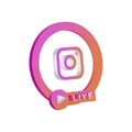 3d render live stream instagram icon sign design isolated