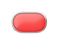 3d render long button - glossy web element, rectangular shiny label with chrome and clean click symbol Royalty Free Stock Photo