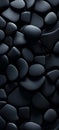 3d render of a lot of black pebble stones background Royalty Free Stock Photo