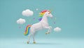 Unicorn Rainbow Mane, Fantasy Low Poly 3D Render Royalty Free Stock Photo