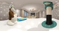 3d render of  luxury home interior, 360 degrees bedroom Royalty Free Stock Photo