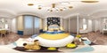 3d render of  luxury home interior, 360 degrees bedroom Royalty Free Stock Photo