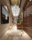 3d render of luxury hotel corridor Royalty Free Stock Photo