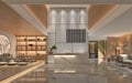 3d render of luxury hotel reception lobby