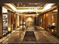 3d render of luxury hotel reception and lobby Royalty Free Stock Photo