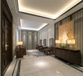 3d render of luxury hotel reception lobby Royalty Free Stock Photo