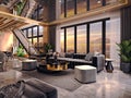 3d render luxury house living room