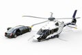 Luxury limousine and private helicopter