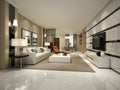 3d render of luxury living room