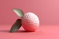 3d render of lychee fruit with leaves on pink background