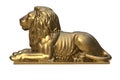 3D render of lying lion gold sculpture isolated on white