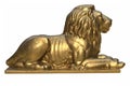 3D render of lying lion gold sculpture isolated on white