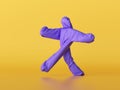 3d render, man wearing unknown violet halloween costume, cartoon character dancing or walking. Silhouette