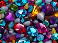 3d render of many different colorful gemstones
