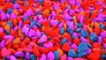 Many small colored hearts