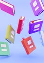 3d render. Many stacked books falling illustration