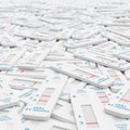 3d render of many used Covid 19 antigen rapid tests Royalty Free Stock Photo
