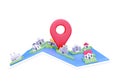 3d render map city pin, Location icon. GPS navigator pointer. 3D render Illustrations.