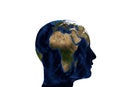 3d render of map of earth on head