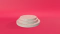 3D Render Marble podiums pastel on pink background. Abstract minimal scene with geometrical. Scene to show cosmetic products