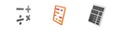 3d render mathmetical operations, calculatir, calculate icon set on white background. 3d rendering mathmetical