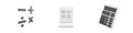 3d render mathmetical operations, paper roll, calculator icon set on white background. 3d rendering mathmetical