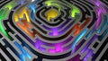 3D render maze with multi-colored illumination