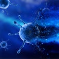 3D medical background with abstract virus cells with one cell being destroyed