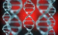 3D render of a medical background with DNA strands in color background. DNA molecule structure. Helical structure of dna