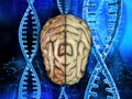 3D medical background with healthy and unhealthy brain on DNA st