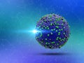 3D medical background with single measles virus cells