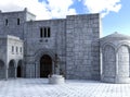 Medieval Stone Castle Courtyard Background