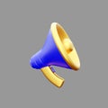 3d render megaphone, speaker, broadcast, share icon. 3d colorful illustration. 3D rendering megaphone icon on gree