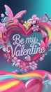 A 3D render of a mesmerizing and enchanting design with the text Be my Valentine Royalty Free Stock Photo