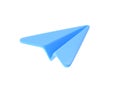 3d render message icon - origami digital illustration, internet communication fly symbol. Blue paper plane concept Royalty Free Stock Photo