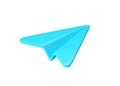 3d render message icon - origami digital illustration, internet communication fly symbol. Blue paper plane concept Royalty Free Stock Photo