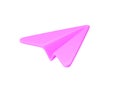 3d render message icon - origami digital illustration, internet communication fly symbol. Pink paper plane concept Royalty Free Stock Photo