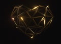 3D render of a metal structure in the form of a heart in space on February 14