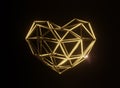 3D render of a metal structure in the form of a heart in space on February 14