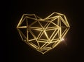 3D render of a metal structure in the form of a heart in space on February 14
